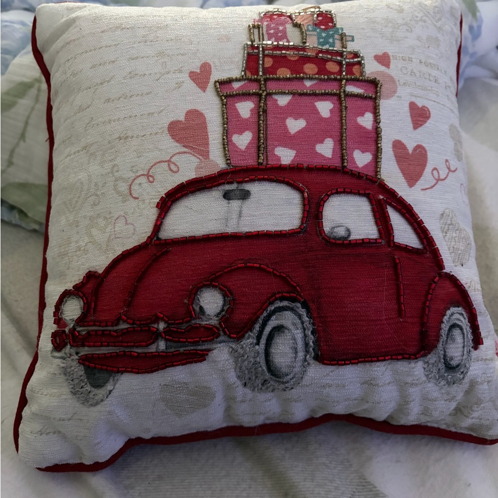 Bella Luxx Red Car Holiday Pillow